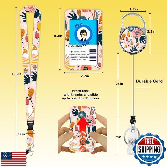 ID Badge Holder with Lanyard, Retractable Badge Reel - Picture 2 of 5